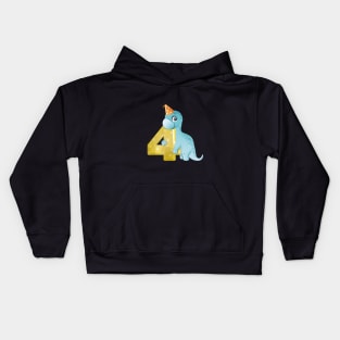 4th Birthday Cute Little Dinosaur Kids Hoodie